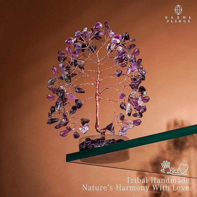 Crystal Tree for Home and Office Decor, Amethyst Chakra Healing Stones Handmade Feng Shui Tree of Life for Positive Energy, Money, Good Luck, Christmas Decor, Birthday Gifts for Women, Mom