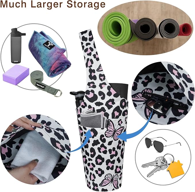 Yoga Mat Bag - Long Tote with Pockets - Holds More Yoga Accessories - Yoga Bag Fit Most Size Mats - Yoga Mat Carrier