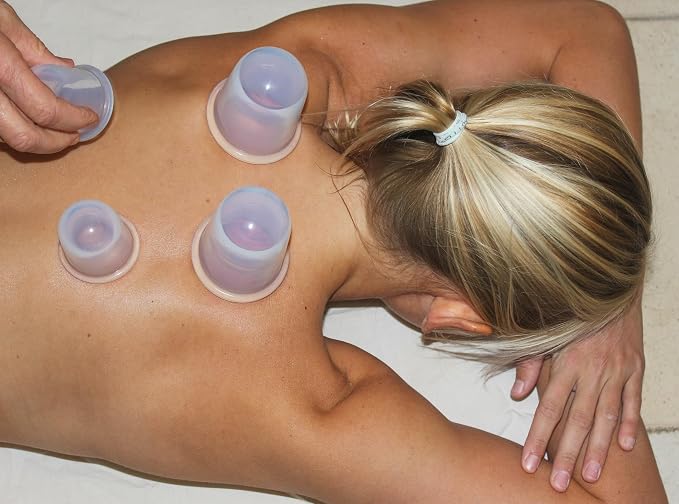 Silicone Cupping Therapy Set 4 Massage Cups (2 XL, 2 L) Pain Relief, Muscle Recovery & Cellulite Reduction Professional Cupping Kit for Home, Gym & Athletes