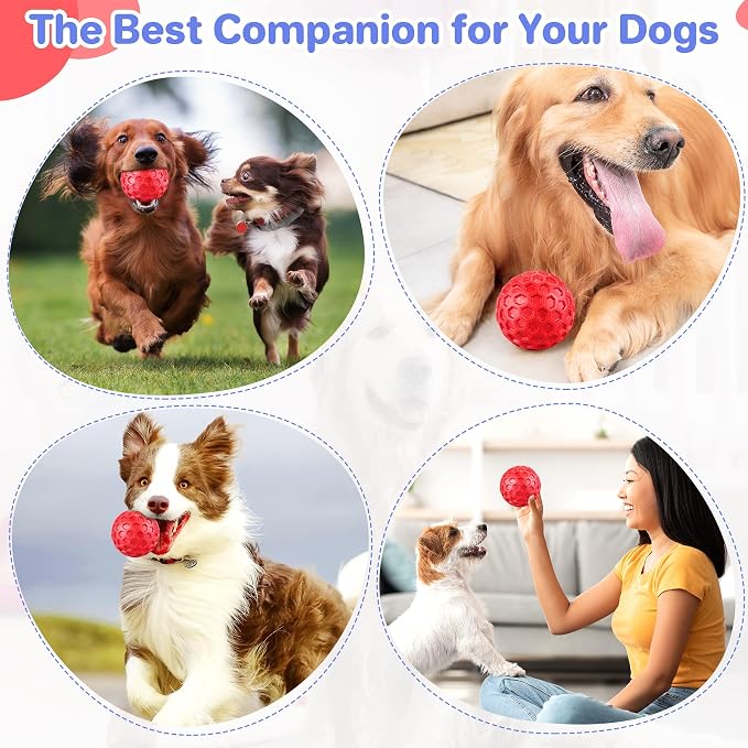 DISSKNIC Indestructible Squeaky Dog Balls for Aggressive Chewers, Interactive Dog Toys for Aggressive Chewers for Relieving Anxiety, Dog Chew Toy Balls for Small Medium Large Dogs, Outdoor Dog Toys