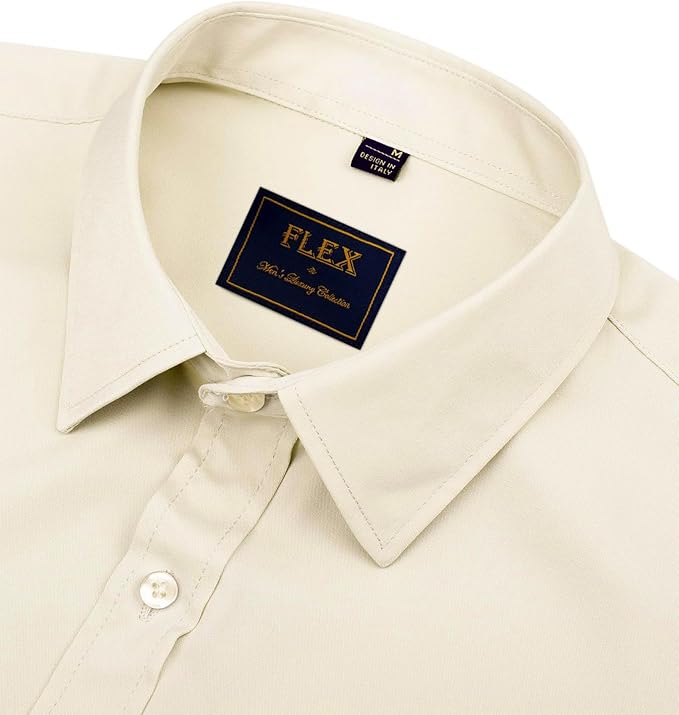 J.VER Men's Dress Shirts Solid Long Sleeve Stretch Wrinkle-Free Formal Shirt Business Casual Button Down Shirts