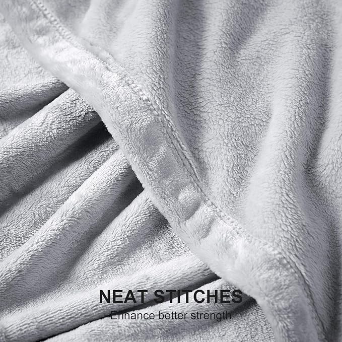 Hansleep Queen Light Grey Fleece Blanket, Soft Flannel Bed Blanket | Fuzzy Cozy Blanket 90x90 Inches, Multi-use for Bed, Sofa, Couch, Travel, Camping, All Season Warm Lightweight Cover
