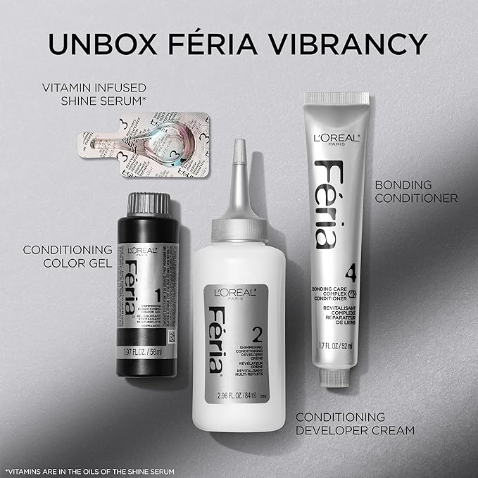 L’Oreal Paris Feria Multi-Faceted Shimmering Permanent Hair Color, High Intensity Hair Dye for 3X Highlights, 10 Jet Black (Blackest Black), 1 Hair Dye Kit