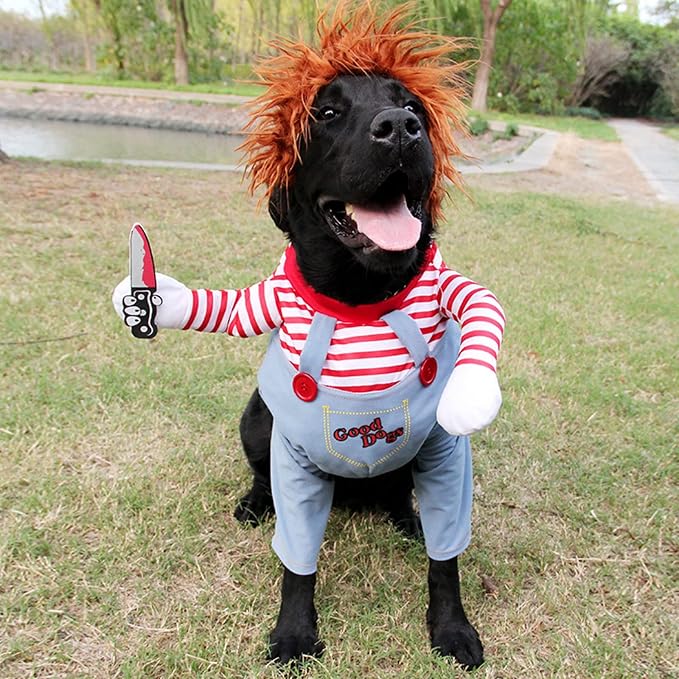 Pet Deadly Dog Costume, Cute Dog Cosplay Halloween Christmas Funny Pet Clothes Party Costume for Small Medium and Large Dogs (Large)