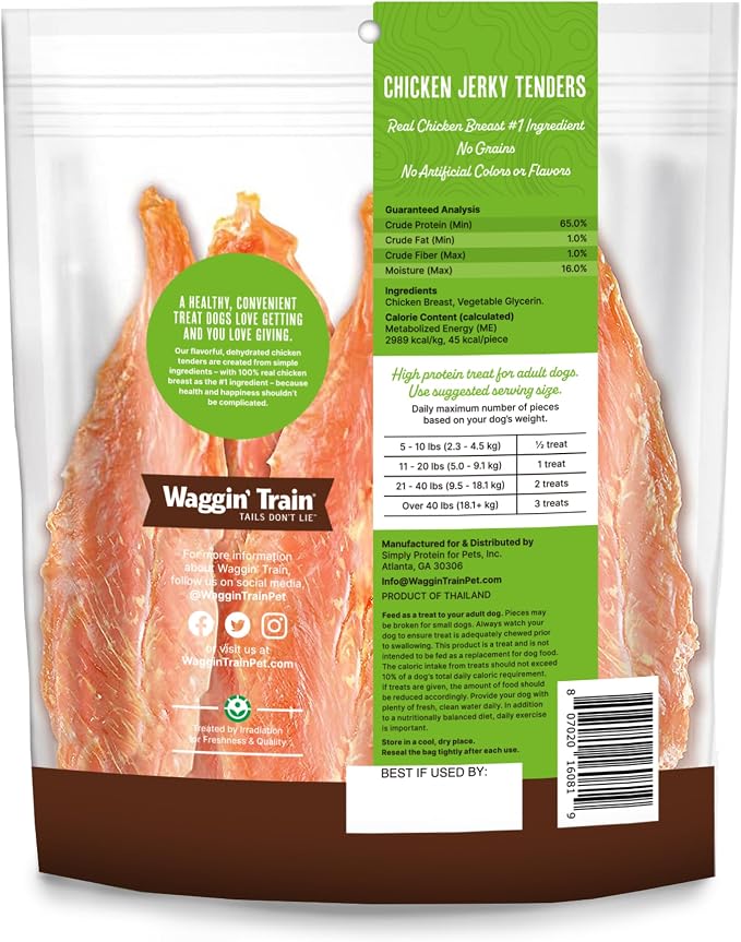 Waggin' Train Dog Treat, Grain Free, Limited Ingredient, Chicken | Jerky Tenders | 11 oz Pouch | Pack of 2