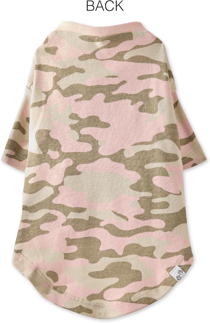 Pet Passion Toby 3-Pack 100% Organic Cotton Dog Short Sleeve T-Shirt Pet Tees for All Breeds, Pink Camo, Small (10-25 lbs)