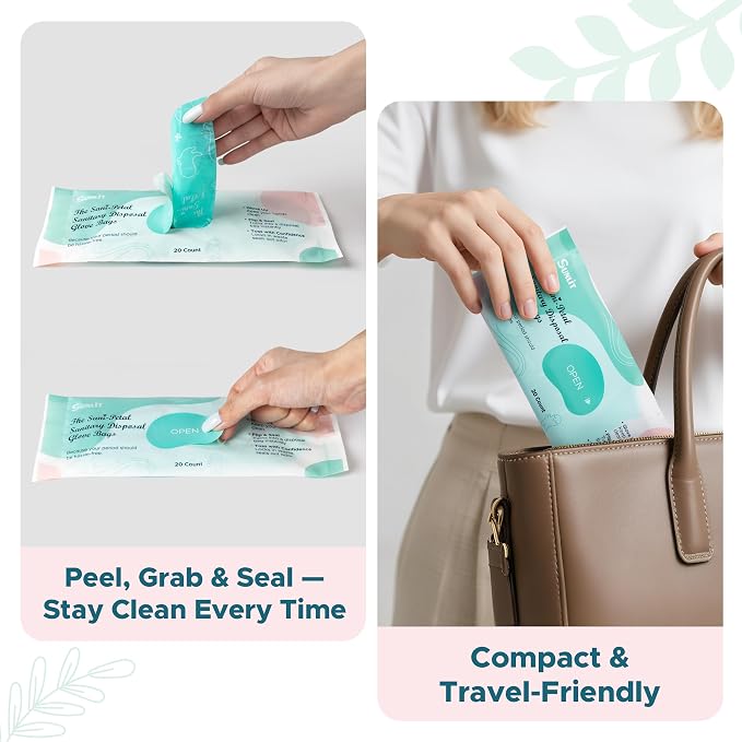 Sunlit No-Touch Feminine Hygiene Disposal Bags, Hygienic Odor-Reducing and Discreet Solution for Tampons Pads Liners and More, Size L - 20 Count