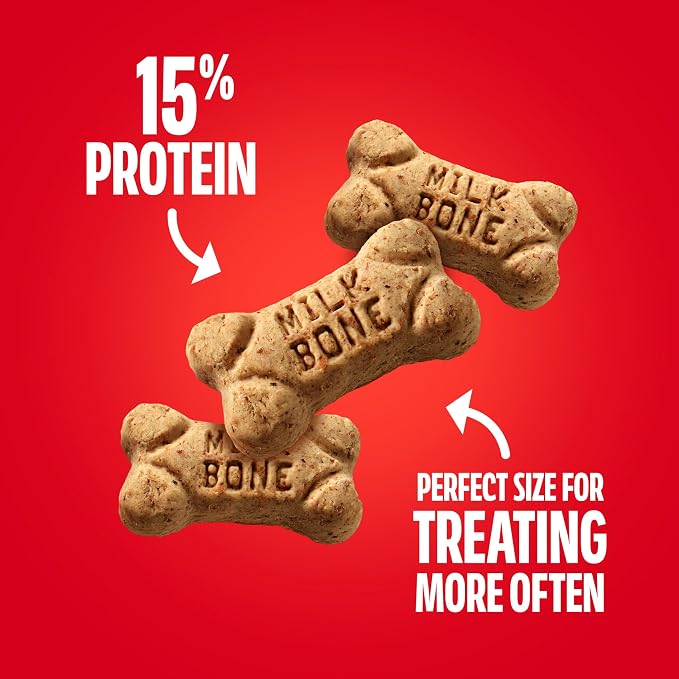 Milk-Bone Mini’s Original Biscuits, Mini Dog Treats, 6 Boxes | 6 (15-oz.) boxes, Tail-wagging meaty taste, 15% protein, 5 calories per treat