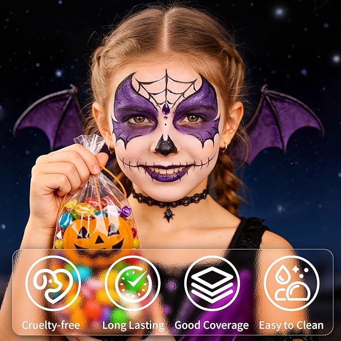 Purple Face Body Paint Stick, Face Paint Makeup Accessories, Full-Coverage Hypoallergenic FacePaint, Halloween SFX Cosplay Costume Party Purple Makeup
