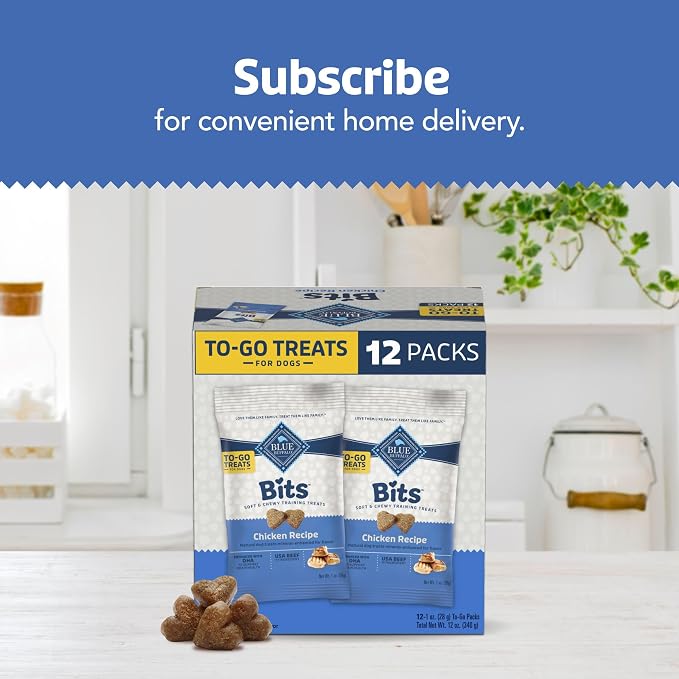 Blue Buffalo Bits Chicken Training Treats, 1 oz, 12 ct | Real Chicken First, DHA for Cognitive Development, No Chicken By-Product Meals, Free from Red Dye 40