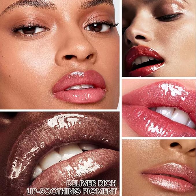 Honey Lip Gloss Lip Plumper Gloss Glitter Tinted Lip Plumping Lip Gloss for Girls Teens Plumper Long Lasting Moisturizing Lip Oil Shimmer Natural Sparkly Lipgloss Lip Balm for Women(05#)
