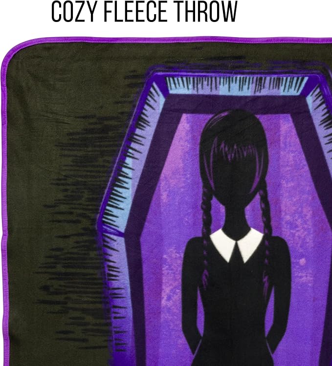 Silver Buffalo Wednesday Addams Family, Fleece Throw Blanket, 45x60in | What Would Wednesday Do, Soft and Cozy, 180 GSM
