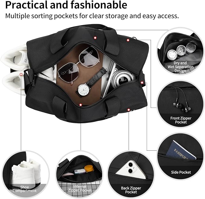 Handbag for Women Yoga Bag Large Capacity Yoga Pad Buckle with Shoe Compartment Water Bottle Sports Gym Bag Travel