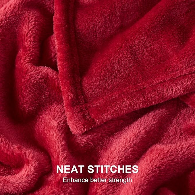 Hansleep Full Red Fleece Blanket, Soft Flannel Bed Blanket | Fuzzy Cozy Blanket 84x90 Inches, Multi-use for Bed, Sofa, Couch, Travel, Camping, All Season Warm Lightweight Cover