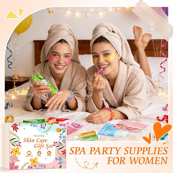 60PCS Bulk Gifts for Women, Spa Party Supplies with Face Masks Skincare, Under Eye Patches, Hand Cream, Lip Balm, Lip Mask, Nail Files, Spa Party Favors for Bridal Wedding Birthday Sleepover Party