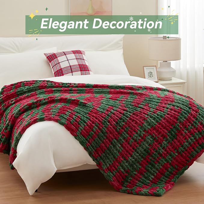 Negwoo Chunky Knit Throw Blanket, Knitted Throw Chenille Yarn, 30"*40" | Soft Thick Cable Knitted Blankets, Handmade Big Thick Blanket, Machine Washable Cute Comfy Blanket for Home Decor, X stripe