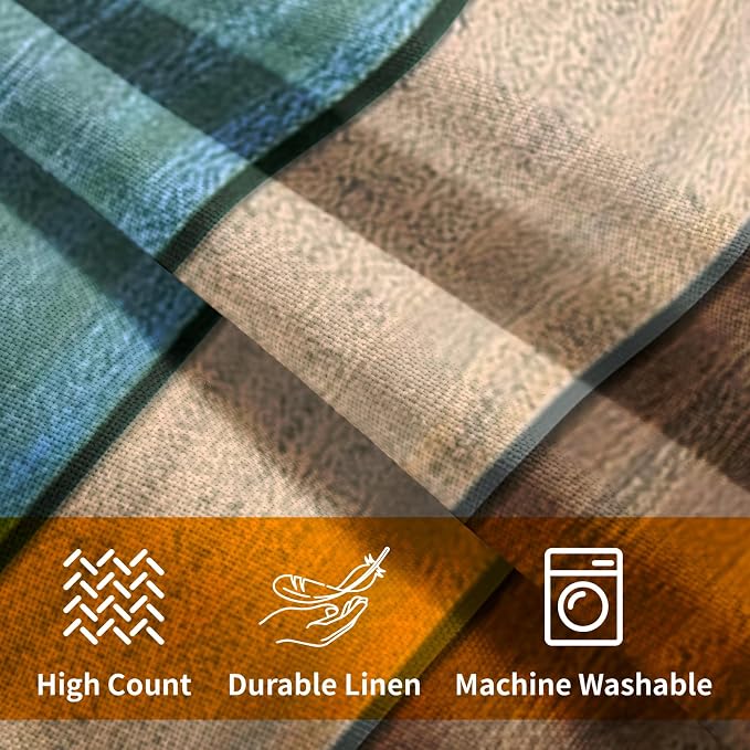 Kawani Wood Board Pillow Covers 22x22 Inches, Set of 2 Blue Green Brown Retro Wooden Decorative Square Pillowcase Cotton Linen Cushion Covers for Living Room Bedroom Sofa Couch