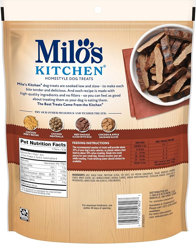 Milo's Kitchen Steak Grillers Recipe Dog Treats, 18 Oz. Bag (Pack of 4)