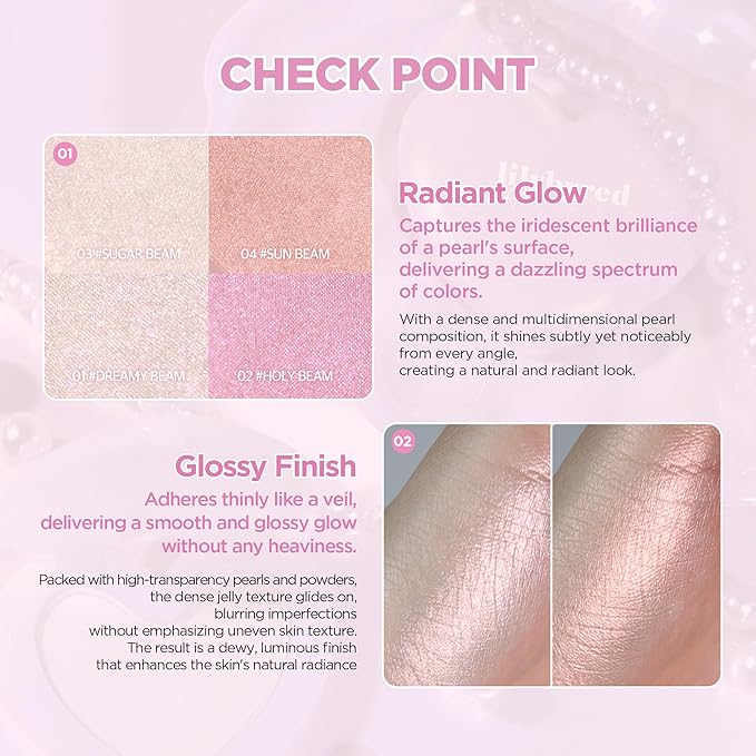 lilybyred Luv Beam Glow Veil | Korean Heart-Shaped Highlighter, Illuminating Shimmer, Radiant Glow, Silky Powder Texture, Buildable & Blendable, Lightweight & Long-Lasting, 0.12 oz. (07 Chiffon Beam)