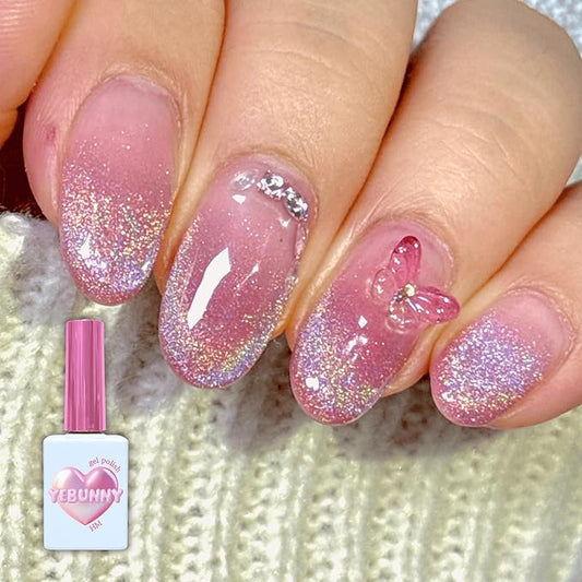 Korean Holographic Rainbow Magnetic Gel Nail Polish Cat Eye Effect Beauty Glitter Premium Professional Home Salon Quality Gift DIY RainbowNail Art UV LED Gel 15ml