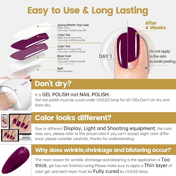YTD Likomey Wine Purple Gel Nail Polish,15ml Salon Home DIY Manicure Raspberry Deep Plum Strawberry Fall Winter Soak Off UV Color Varnish,CS017