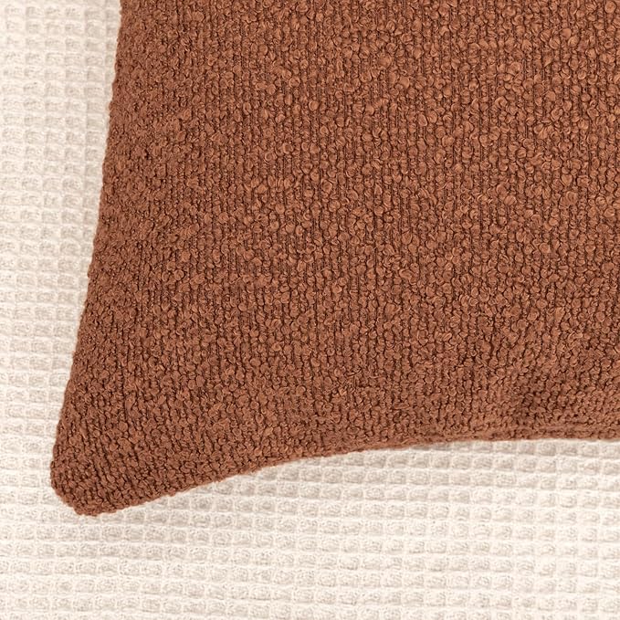 JoraLion 20x54 inch Neutral Boucle Body Pillow Cover, Rust Long Pillow Cover Cozy Soft Cushion Case for Couch Sofa Bed Living Room Home Decor, Pack of 1 (Cover Only)