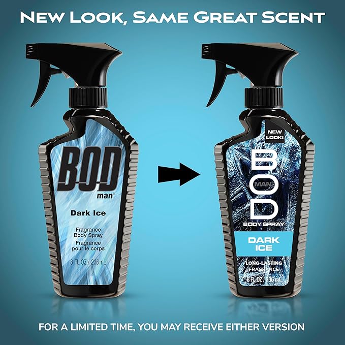 BOD man Fragrance Body Spray, Dark Ice, 8 fl oz (Pack of 2)