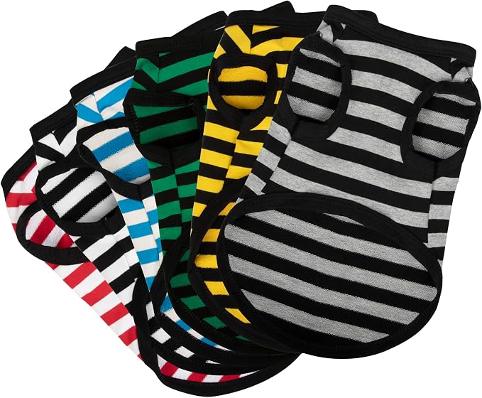 Premium Pet Clothes: 6-Pack Sleeveless Tank Top Dog Shirts - Striped Cotton Vest Set for Breathable Summer Wear (XXL)