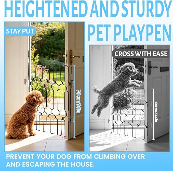 Retractable Metal Dog Gate for Front Door, Bite-Proof Pet Door Barrier, Foldable Space-Saving Wall-Mounted for Small and Medium-Sized Dogs, Easy Install Dog Gate, Indoor/Outdoor (W: 31in H: 31in)