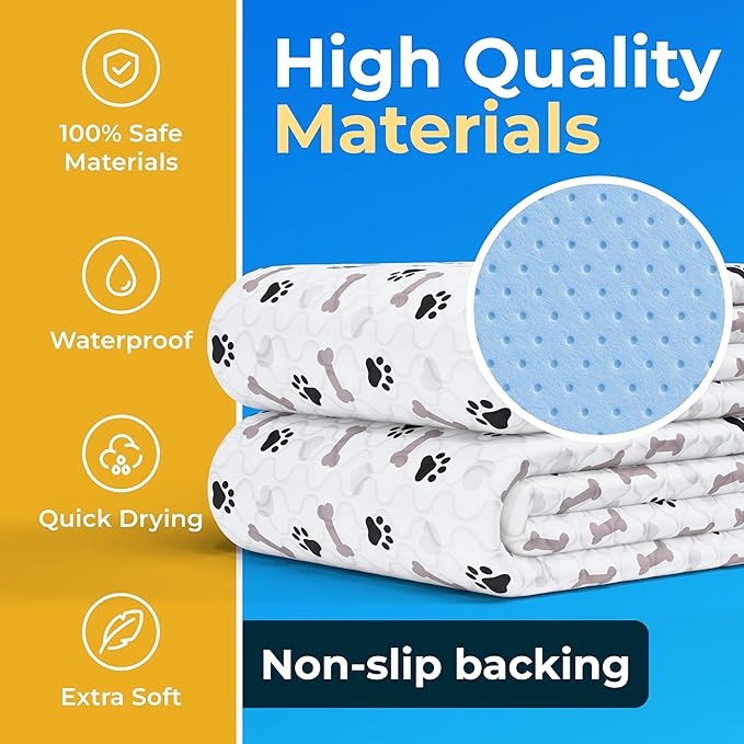 Washable Pee Pads for Dogs - Waterproof Reusable Puppy Pads with Anti-Slip Backing, Pet Training Pad for Puppy Playpen, Crate, Whelping Box, Potty Training (4, 34x36)