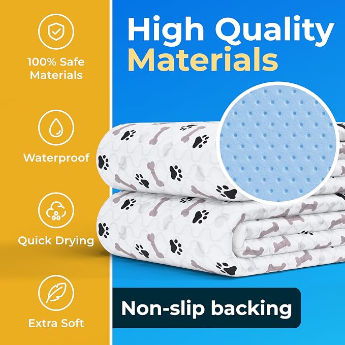 Washable Pee Pads for Dogs - Waterproof Reusable Puppy Pads with Anti-Slip Backing, Pet Training Pad for Puppy Playpen, Crate, Whelping Box, Potty Training (Pack of 40 - 34x36)