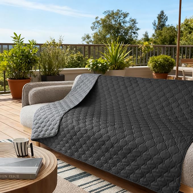 gogobunny 100% Double Sided Waterproof Dog Blanket Soft Pet Bed Cover Reversible Protect Furniture Couch Sofa Car for Puppy Large Dog Cat (Dark Charcoal/Light Charcoal, 82x102 Inch (Pack of 1))