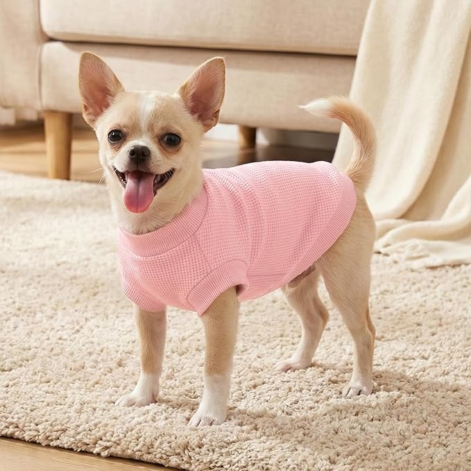 1 Pack Dog Shirt for Small Supplies Functional Waffle Dog Clothes Warm Soft Sweatshirt Outfit for Dogs Cats Pet Apparel