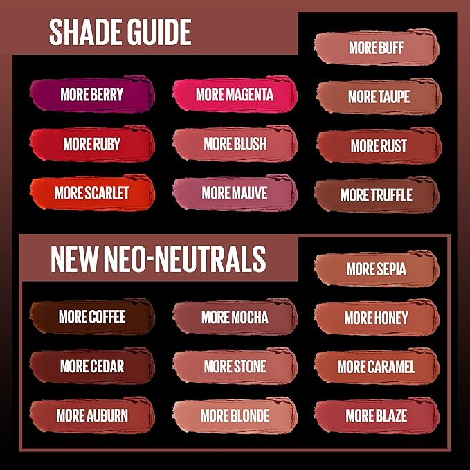 Maybelline Color Sensational Ultimatte Matte Lipstick, Non-Drying, Intense Color Pigment, More Honey, Dirty Peach, 1 Count