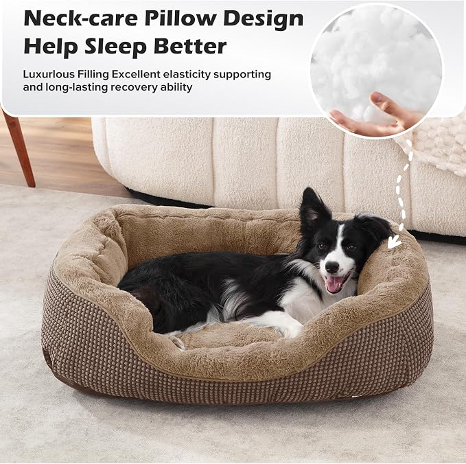 Large Dog Beds Large Sized, Washable Orthopedic Warming Soft Sleeping Durable with Anti-Slip Bottom