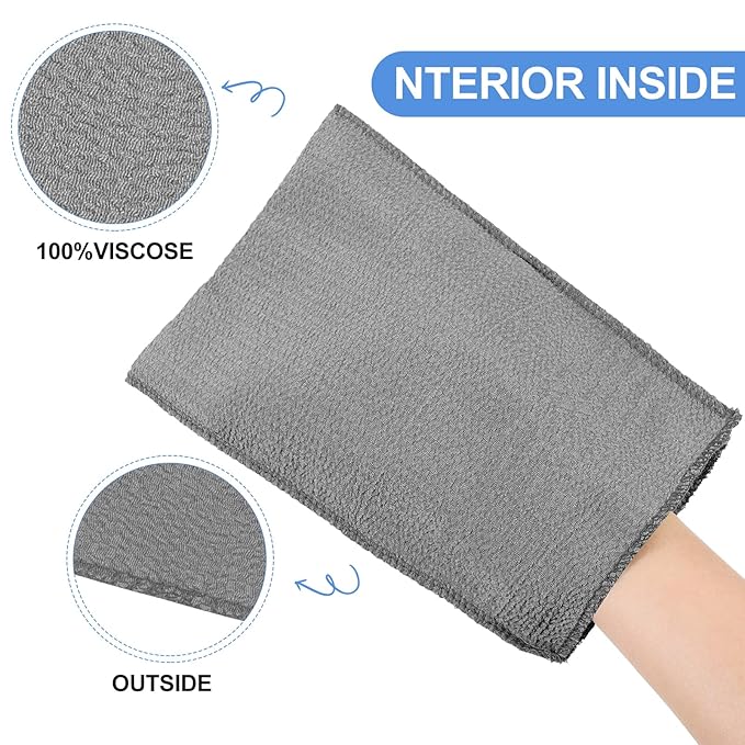 Tatuo 12 Pieces Korean Exfoliating Mitt Glove Italy Towel Body Skin Scrubber Exfoliating Scrubber for Remove Dead Skin Washcloth Korean(Large,White, Black, Gray)