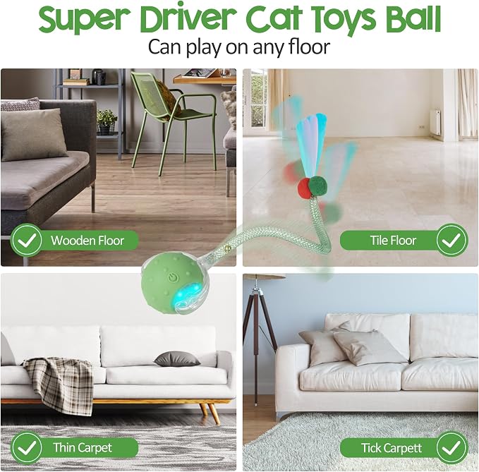 Interactive Cat Toys Ball,Automatic Moving Ball Toy,Rechargeable
