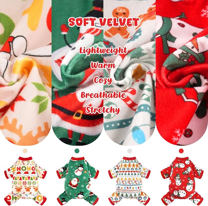 4 Pack Dog Pajamas Soft Lightweight Dog Recovery Suit Onesie Clothes for Small Medium Large Female Pet Boys Girls Dogs Cats