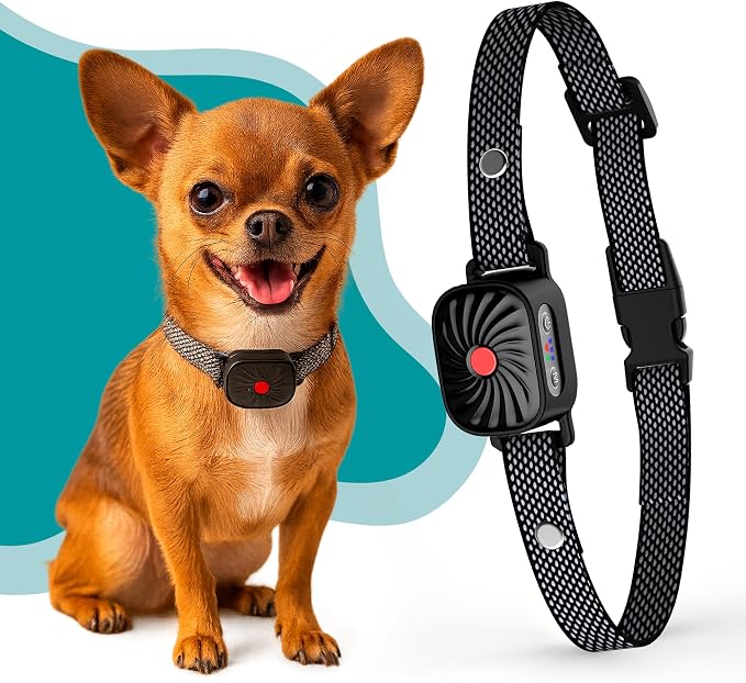 Bark Collar for Small/Medium Dogs, No Shock Anti Bark Collar, Rechargeable Anti Barking Collar w/2 Vibration & Beep Modes, Waterproof Shockless Smart Dog Stop Barking Control Device (Black)
