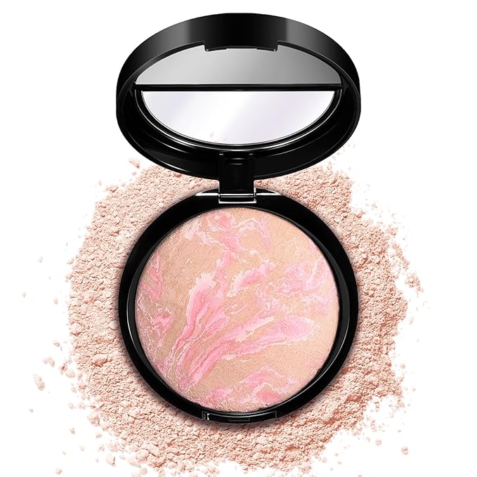 Baked Luminous Pressed Powder–Glow-Infused Foundation,Highlighter & Setting Powder in One–Color-Correcting,Oil-Control,Long-Lasting Coverage for All Skin Tones 01