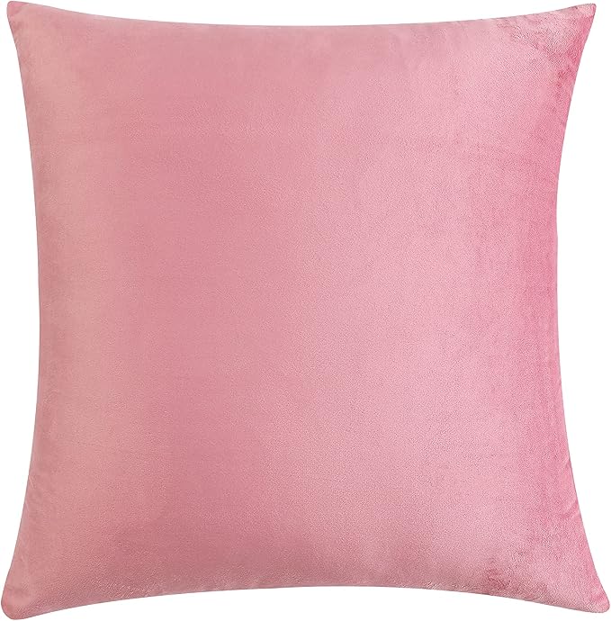 NiNi ALL Pink Velvet Throw Pillow Covers 18x18 Pack of 2 Decorative Couch | Soft Solid Boho Cushion Squar Pillow Cases for Chair Sofa Bedroom Farmhouse Living room Modern Luxury Home Decor Christmas