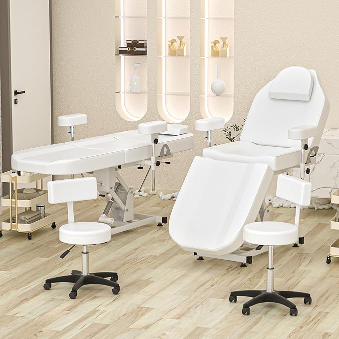 Electric Spa Beds for Esthetician Chair with Stool Adjustable Height Tattoo Facial Chairs for Beauty Salon Massage