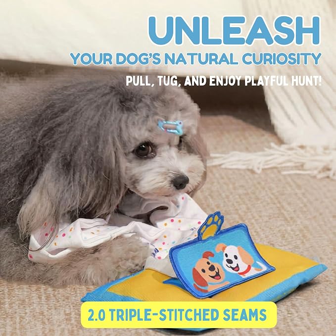 Interactive Dog Puzzle Toy | Anti-Boredom & Mental Stimulation | Snuffle Mat for Dogs | Slow Feeding & Enrichment Game | Small, Medium Dogs | Pizza, Bowling or Tissue (Tissue)