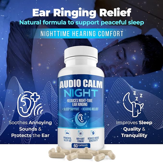 Night (60 Caps) | Natural Tinnitus Relief Supplement for Sleep | Eases Nighttime Ear Ringing and Hearing Discomfort | Non-Habit Forming Sleep Aid