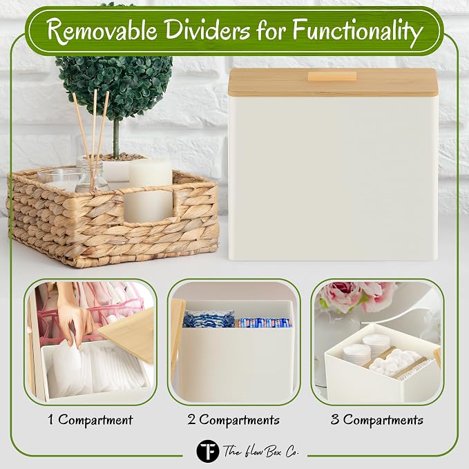 The Flow Box Co.® Period Organizer Kit | Tampon & Pad Organizer Storage Box | Feminine Hygiene Organizer for Bathroom, Dorm, Office & School | Tampon Holder