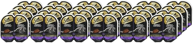 Sheba Perfect Portions Cuts Wet Cat Food, Savory Mixed Grill, 2.6 oz, 24 ct | Grain-free, Savory Mixed Grill, no fillers/artificial flavors, essential vitamins & minerals, snap-peel-serve twin-pack trays