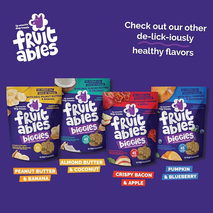 Fruitables Biggies Dog Biscuits, Pumpkin Treats for Dogs, Healthy Doggie Biscuits, Crunchy Treats, No Wheat, Corn or Soy, Made in the USA, Almond Butter and Coconut Flavor, 16oz