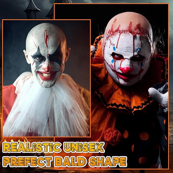 4 Pcs Bald Caps Set Makeup Bald Head Wig Caps Cosplay Costume Accessories for Men Women Party Supplies