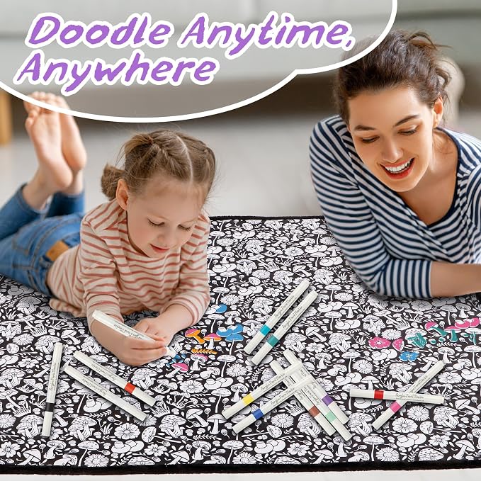 ZHOYIMIMI DIY Cozy Coloring Blankets for Adults & Kids -24 Markers | 50" x 60", Machine Washable, Cozy Velvet, Printed Patterns, ideal for daily use, home decor and kids spaces, Gift Wrapped