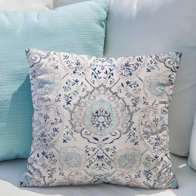 Snycler Boho Throw Pillow Covers 20x20 inch Set of 2 Terracotta Rust Blue Colored Throw Pillows Double Sided Boho Home Soft Decor for Bedroom Living Room Couch & Sofa (No Inserts)